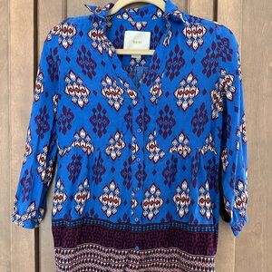 Maeve Blue and Purple Patterned Blouse